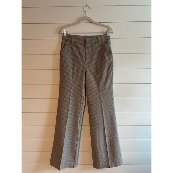 GAP Women’s Plaid Dress Pants Size 2 | Flared Chic Checked Trousers Brown Taupe - Picture 2 of 11